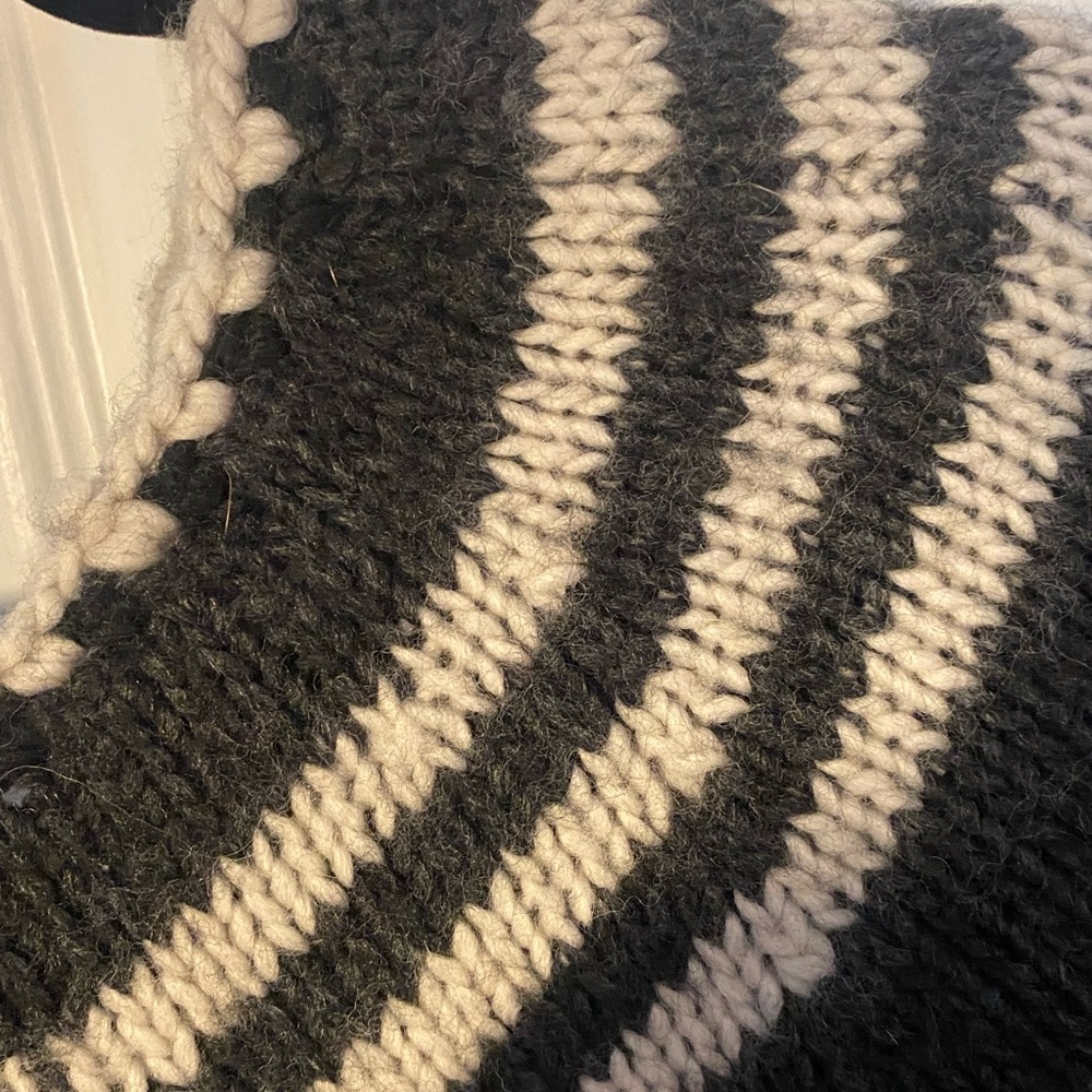 Black and Cream Knit Poncho Sweater - Picture 5 of 5